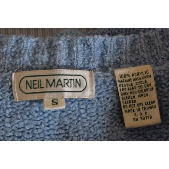 Vintage Powder Blue‎ Granny Sweater | 80s acrylic sweater size S - Picture 8 of 10